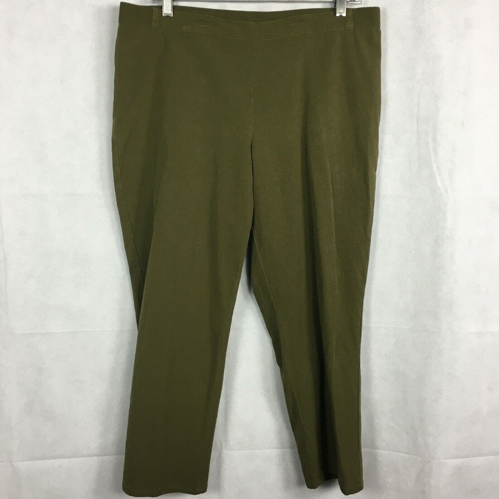 Isaac Mizrahi Pants Womens Sz 14P Olive Green Stretch Casual Crop Leggings